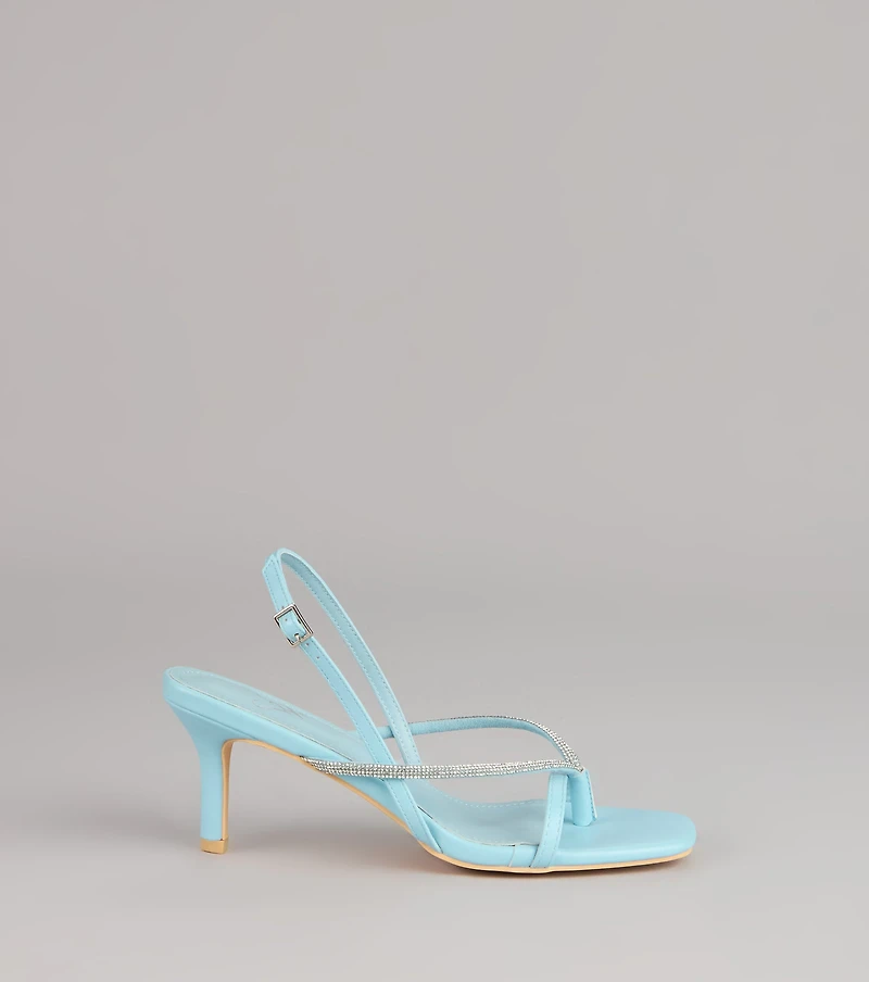 Icy Plans Rhinestone Thong Slingback Heels