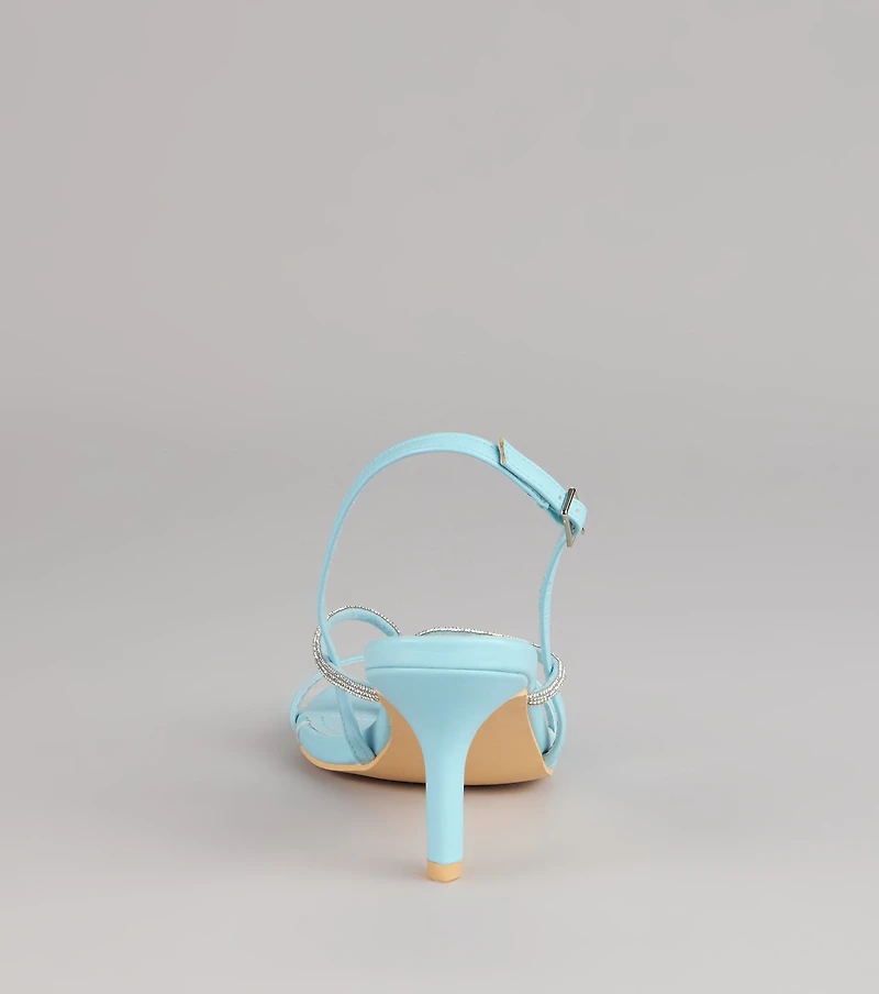Icy Plans Rhinestone Thong Slingback Heels