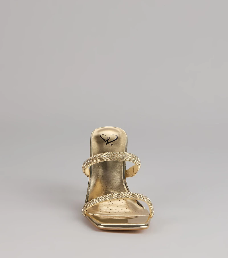 Classy Luxe Rhinestone Strappy Stiletto Mules