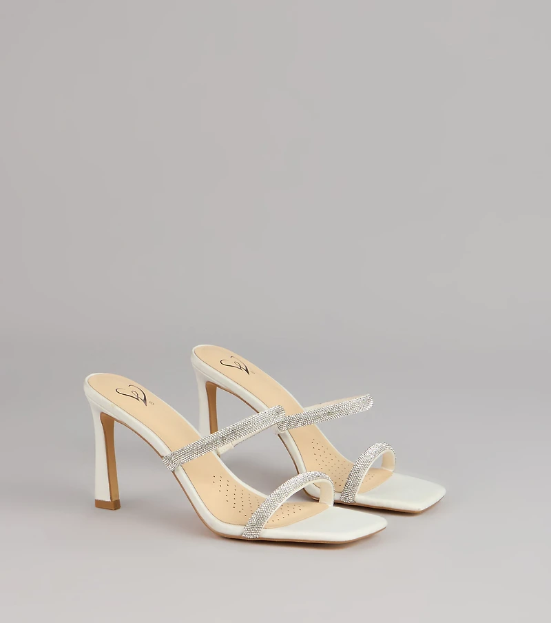 Classy Luxe Rhinestone Strappy Stiletto Mules