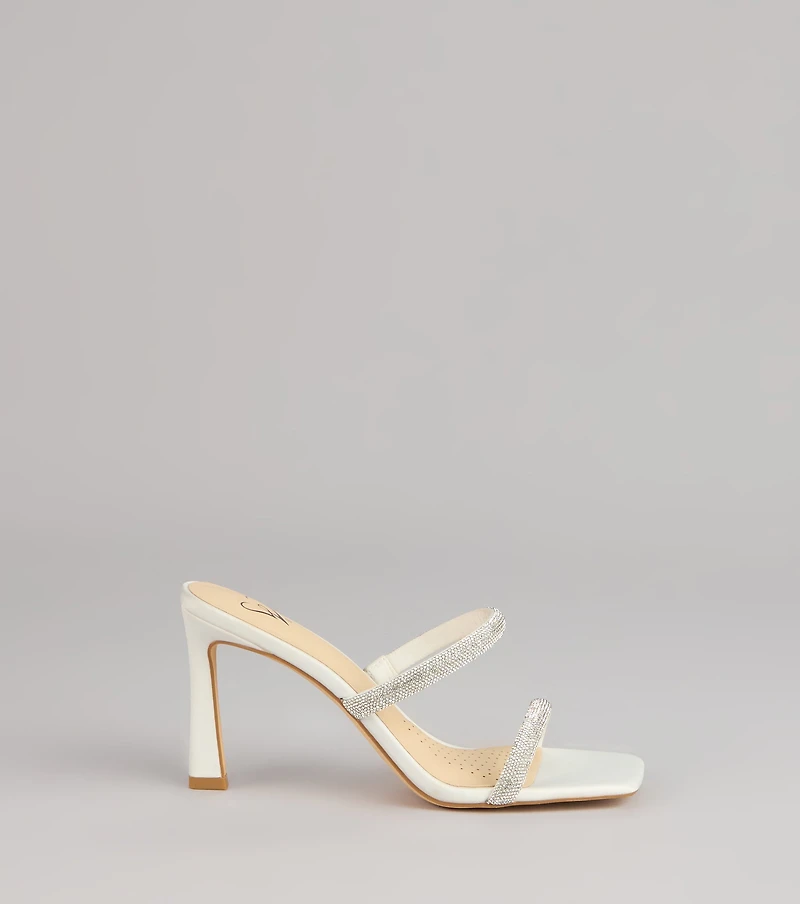 Classy Luxe Rhinestone Strappy Stiletto Mules
