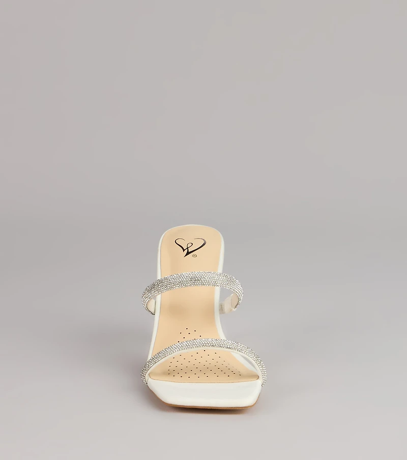 Classy Luxe Rhinestone Strappy Stiletto Mules