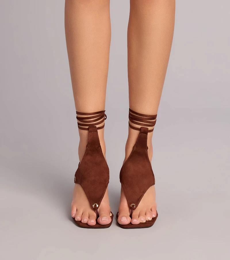 Tied And Tempting Stiletto Lace-Up Heels