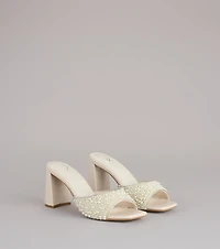 Classy And Cute Faux Pearl Block Heels