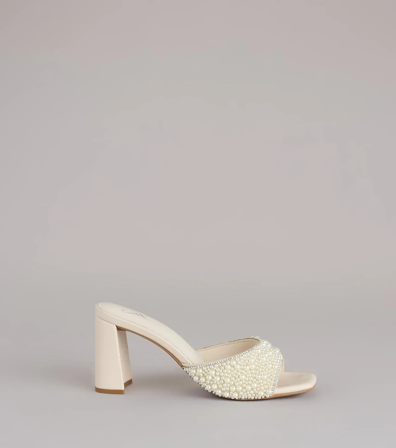 Classy And Cute Faux Pearl Block Heels