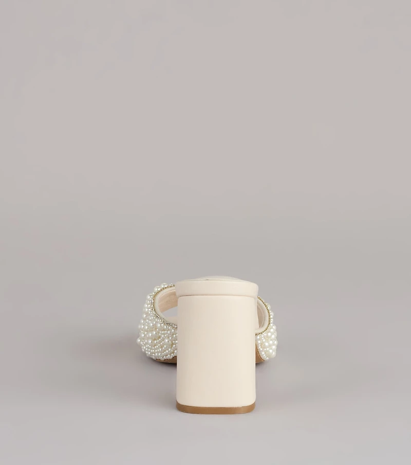 Classy And Cute Faux Pearl Block Heels