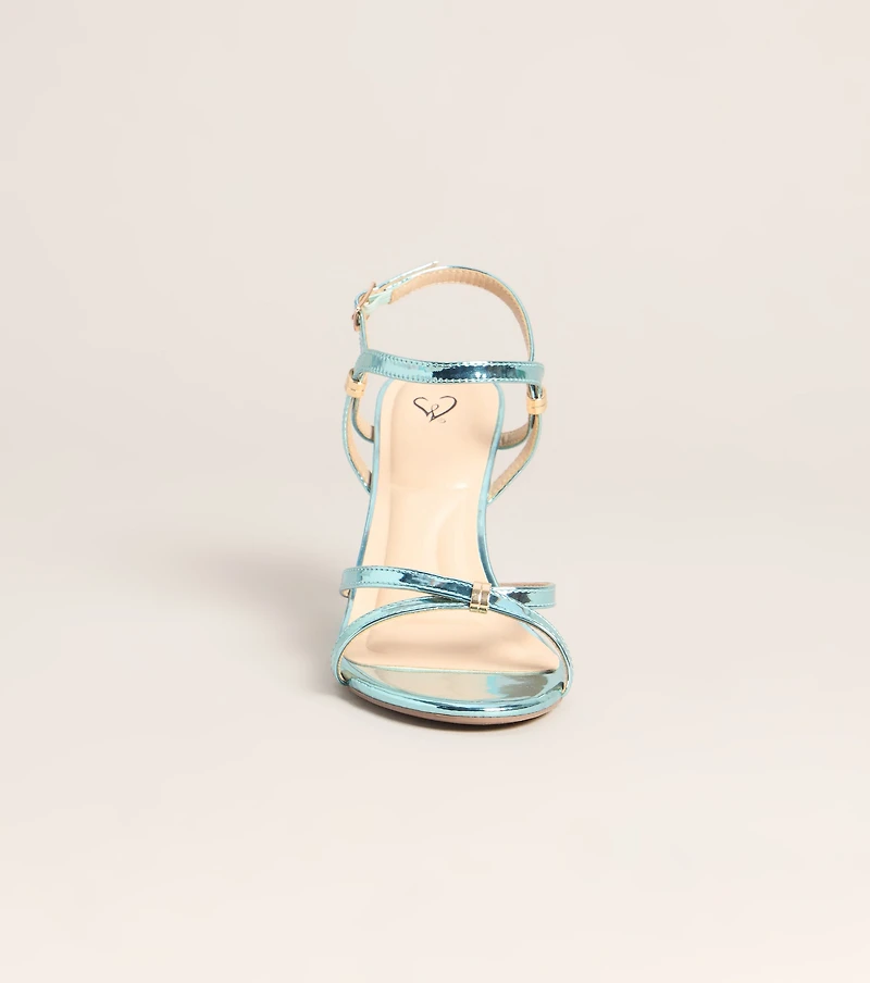 Liquid Shine Strappy Stiletto Heels