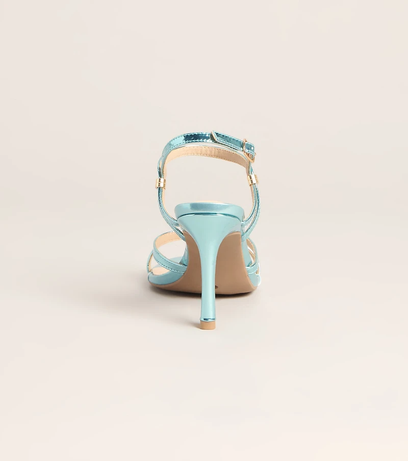 Liquid Shine Strappy Stiletto Heels