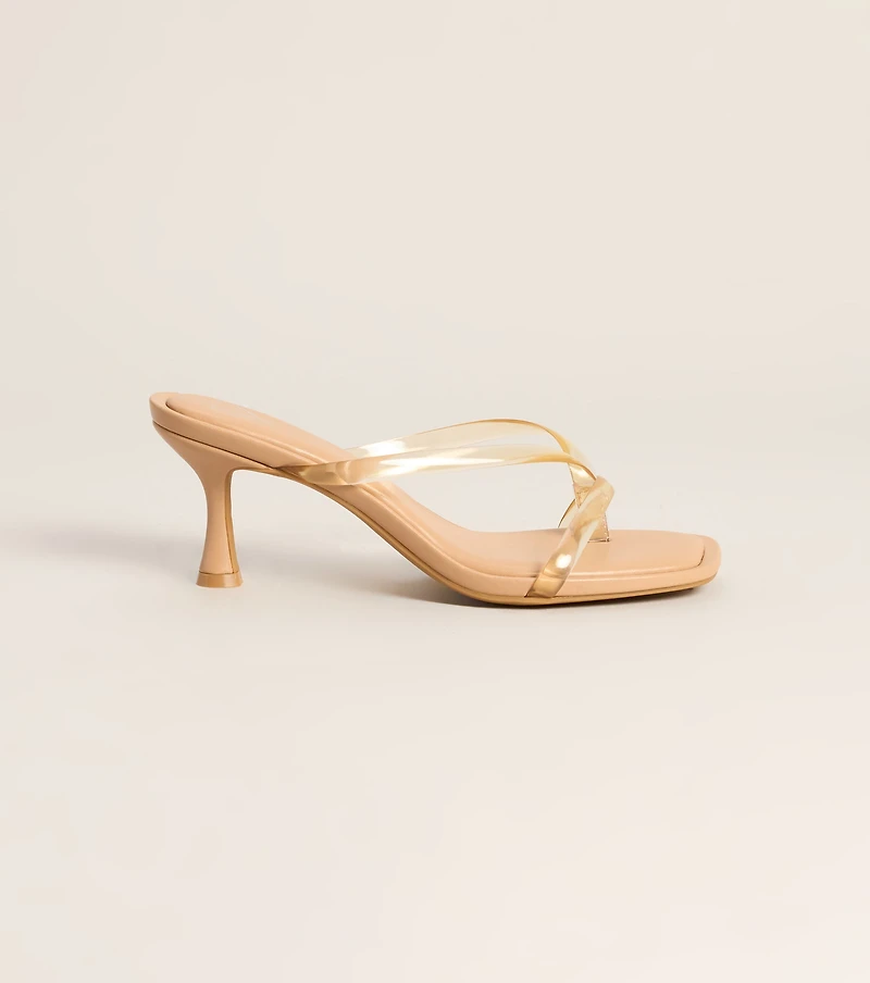 Clear Choice Jelly Thong Strap Kitten Heels