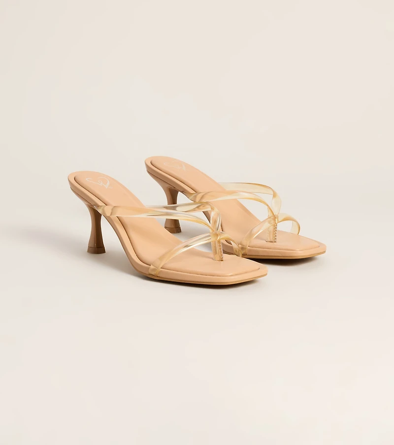 Clear Choice Jelly Thong Strap Kitten Heels