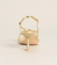 On Vacay Sea Shell Charm Metallic Heels