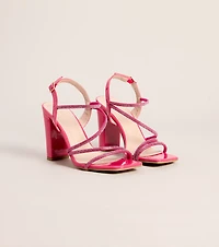 Glam Strut Rhinestone Strappy Block Heels