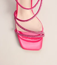Glam Strut Rhinestone Strappy Block Heels