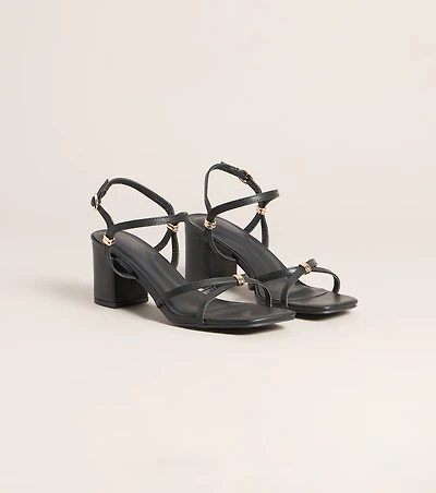 Serving Edge Faux Leather Strappy Block Heels