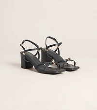 Serving Edge Faux Leather Strappy Block Heels