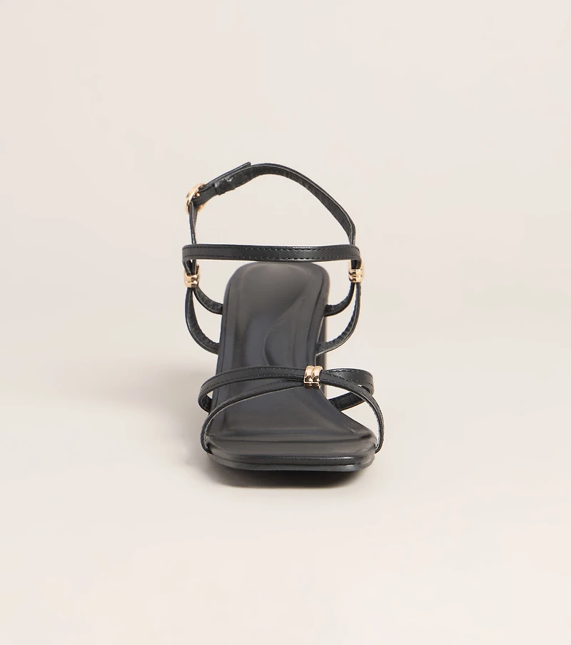 Serving Edge Faux Leather Strappy Block Heels