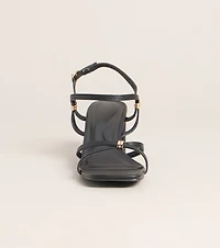 Serving Edge Faux Leather Strappy Block Heels