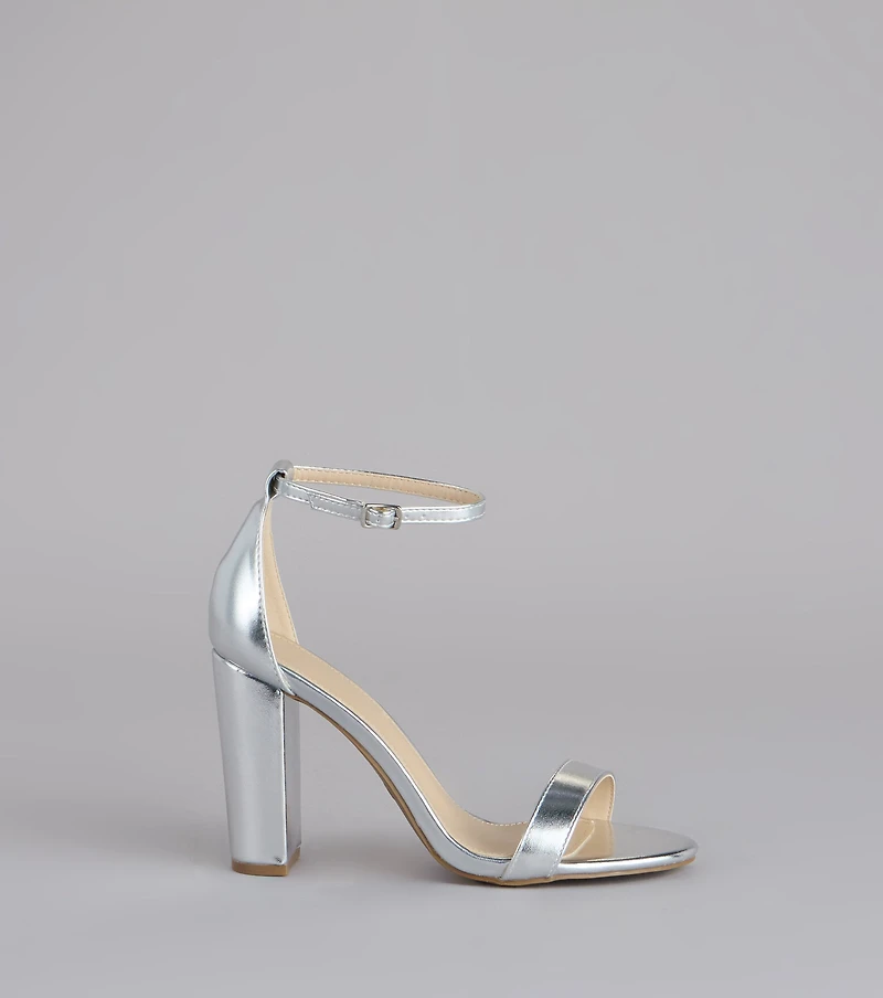 Shine On Cue Metallic Block Heels