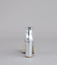 Shine On Cue Metallic Block Heels