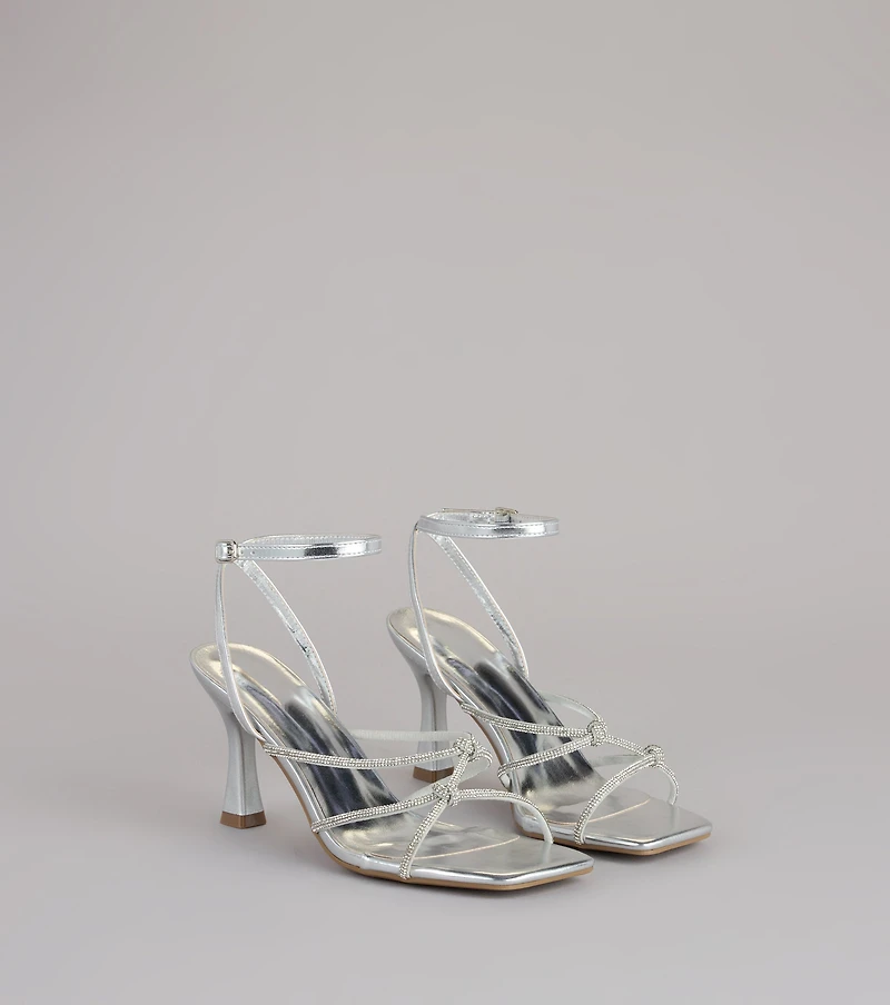 RSVP Ready Rhinestone Knot Strappy Heels