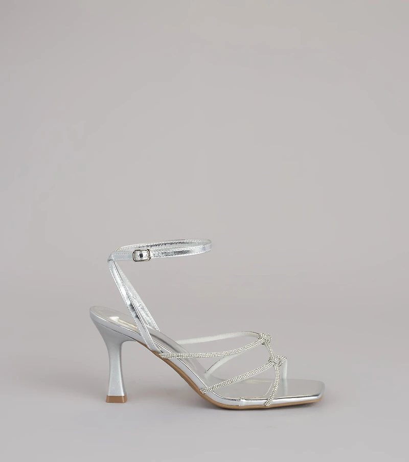 RSVP Ready Rhinestone Knot Strappy Heels