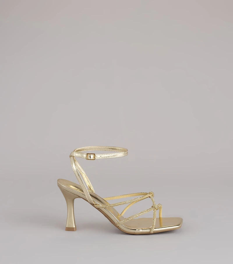 RSVP Ready Rhinestone Knot Strappy Heels