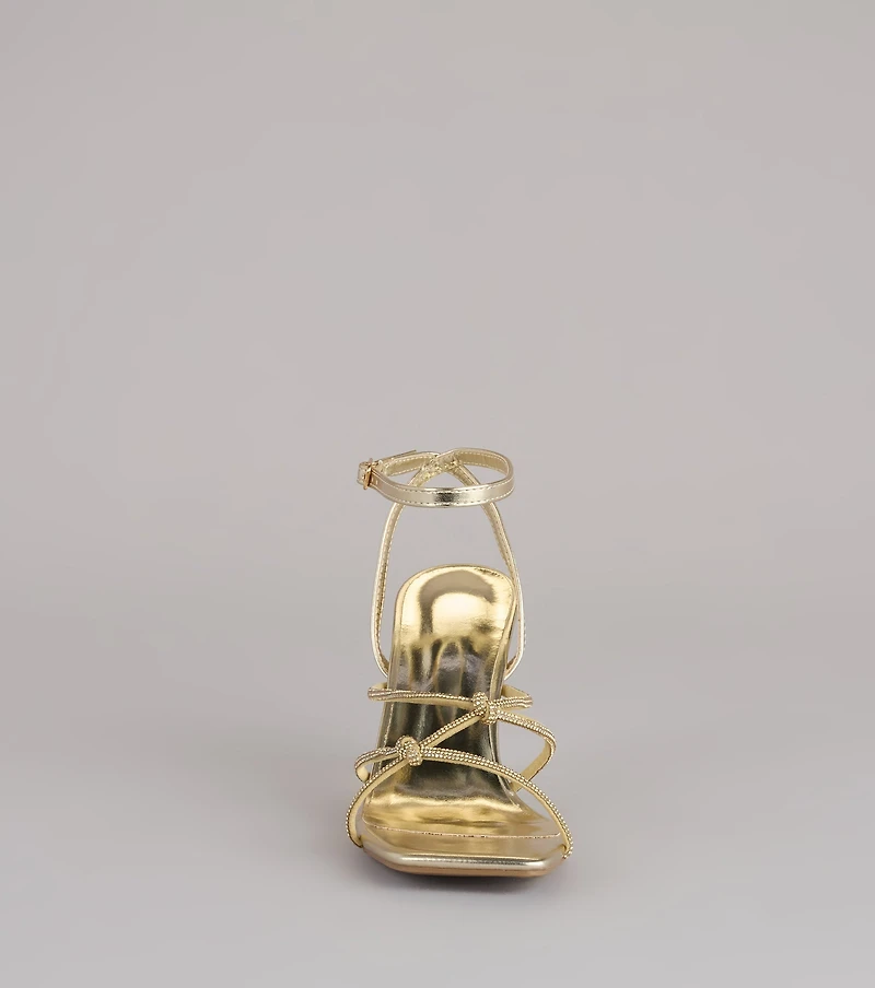 RSVP Ready Rhinestone Knot Strappy Heels