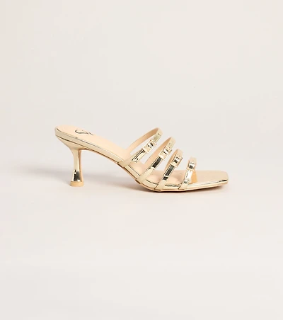 Fastened Up Strappy Kitten Mules