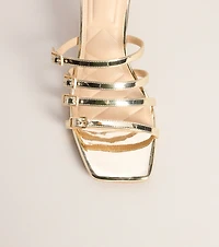 Fastened Up Strappy Kitten Mules