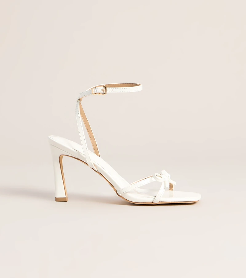 Glossy Glam Bow Strap Stiletto Heels
