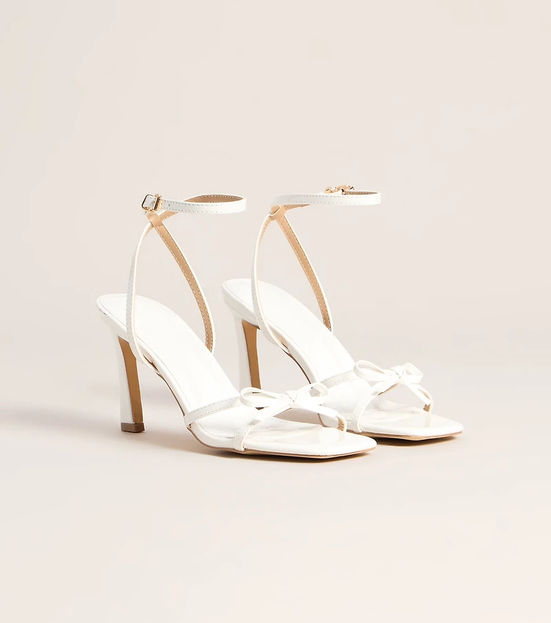 Glossy Glam Bow Strap Stiletto Heels