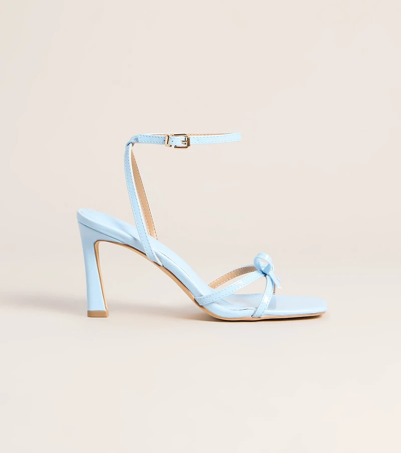 Glossy Glam Bow Strap Stiletto Heels