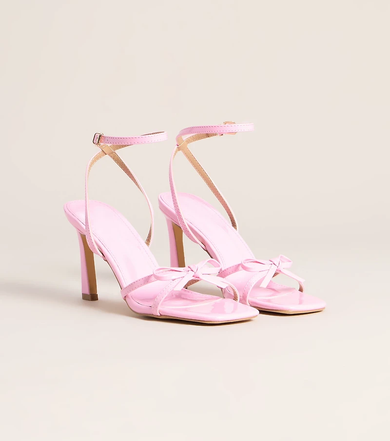 Glossy Glam Bow Strap Stiletto Heels