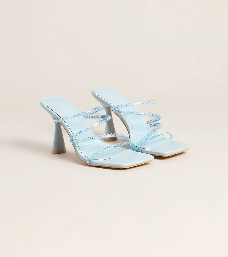All Eyes Strappy Rhinestone Mules