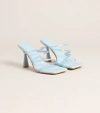 All Eyes Strappy Rhinestone Mules