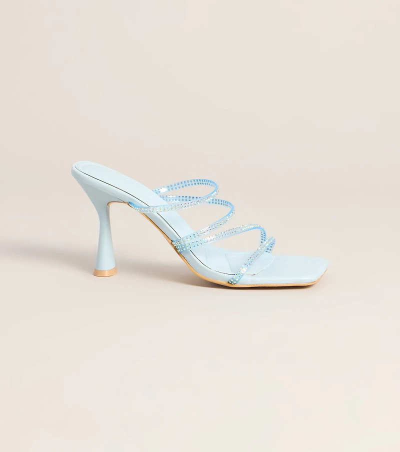 All Eyes Strappy Rhinestone Mules