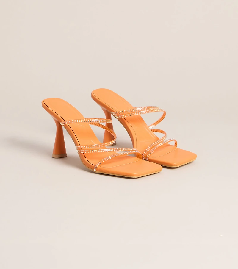 All Eyes Strappy Rhinestone Mules