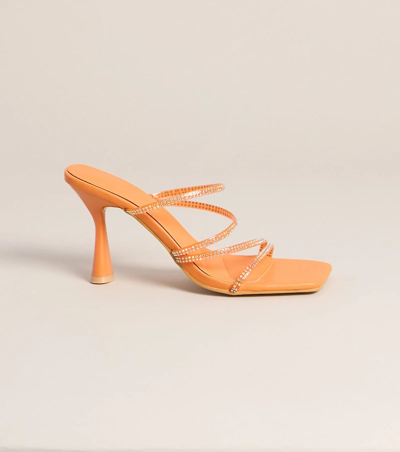 All Eyes Strappy Rhinestone Mules