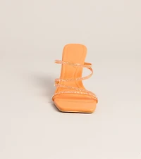 All Eyes Strappy Rhinestone Mules