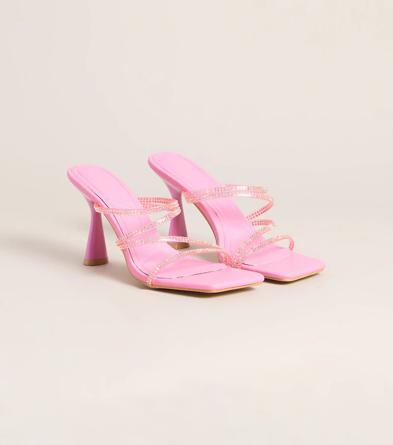 All Eyes Strappy Rhinestone Mules