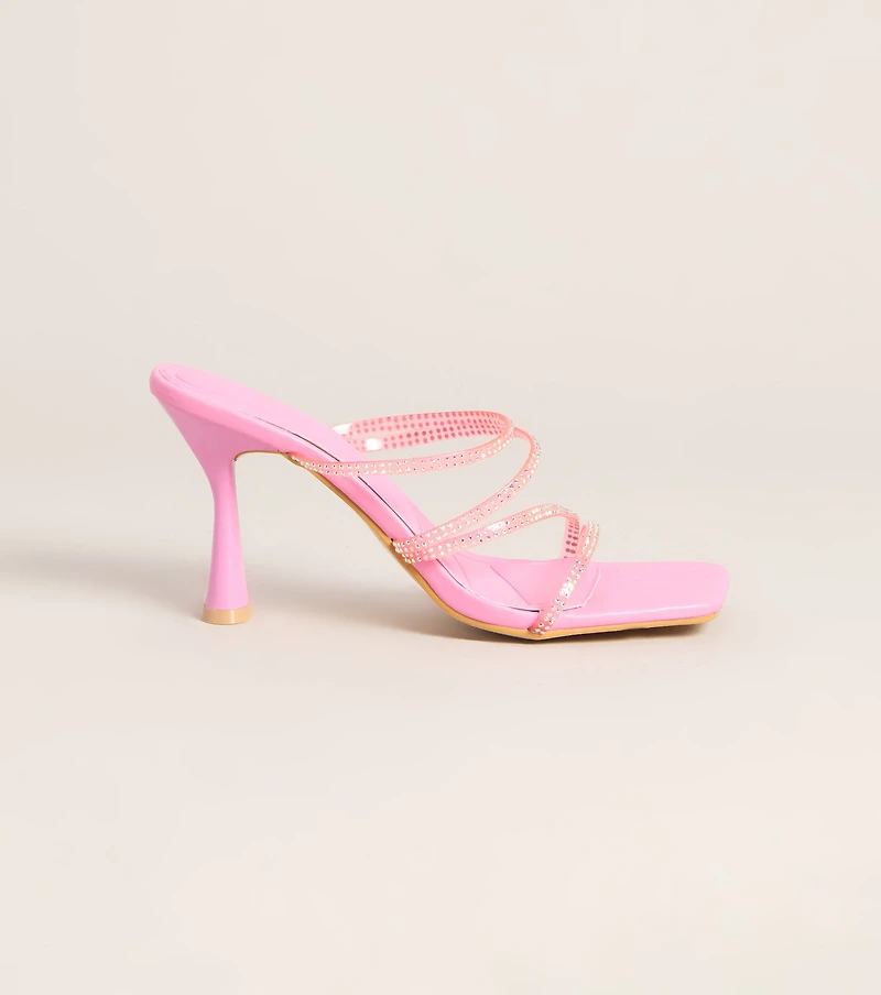 All Eyes Strappy Rhinestone Mules