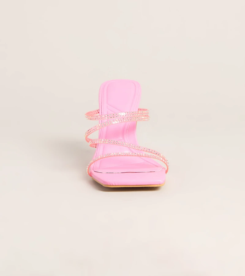 All Eyes Strappy Rhinestone Mules