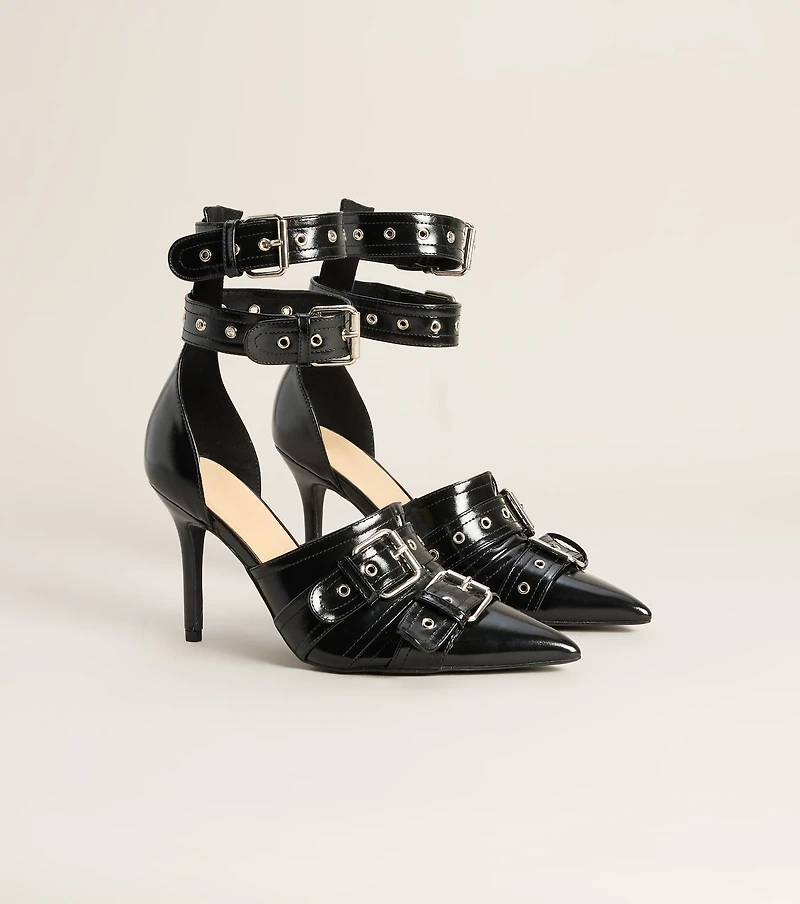 Headline Worthy Buckle Stiletto Pumps