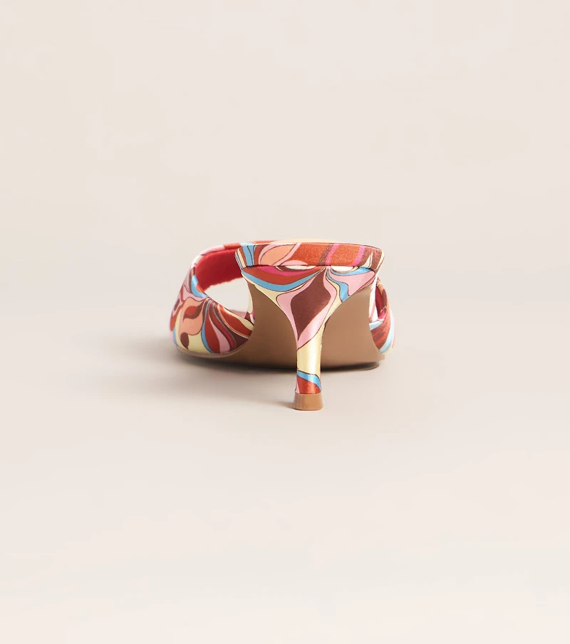 Retro Replay Printed Kitten Mules