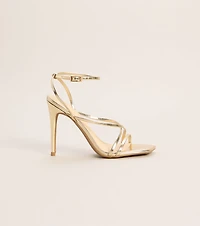 Crossed Plans Metallic Strappy Heels