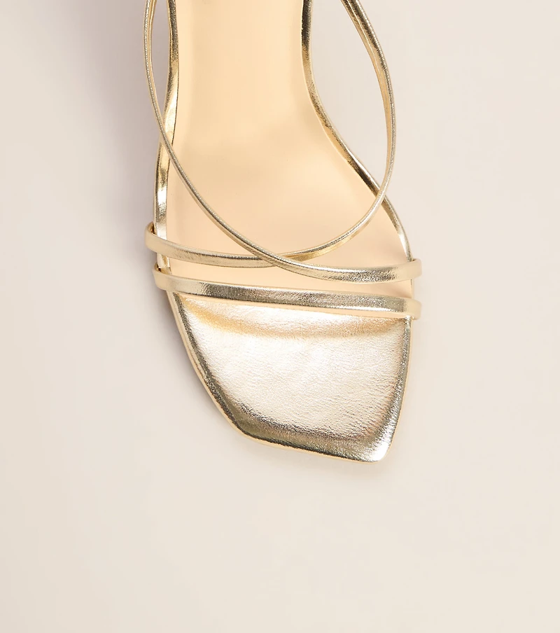 Crossed Plans Metallic Strappy Heels