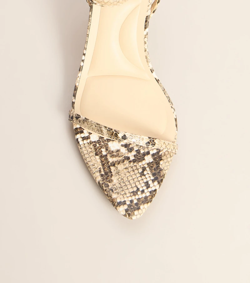 Bite Back Snakeskin Strappy Stiletto Heels