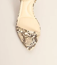 Bite Back Snakeskin Strappy Stiletto Heels