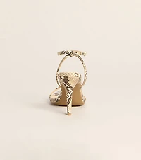 Bite Back Snakeskin Strappy Stiletto Heels