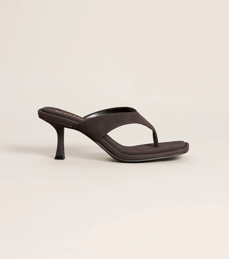 Going Somewhere Suede Thong Kitten Heels
